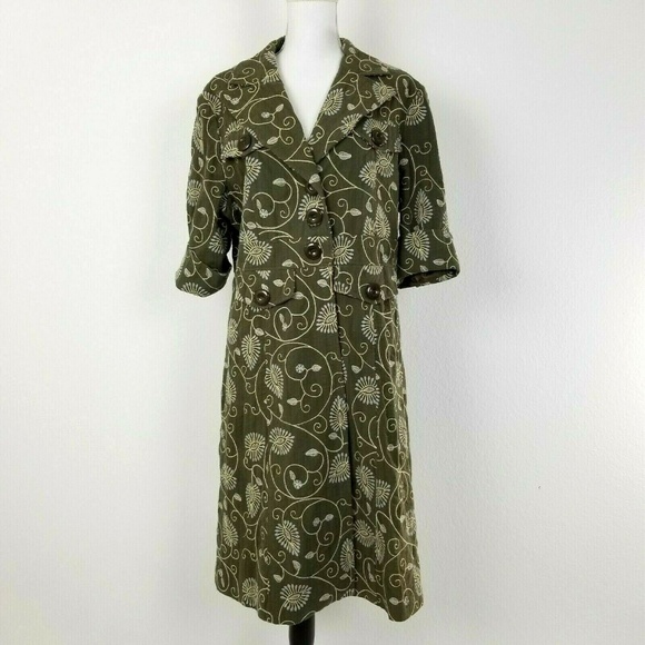 Young Essence Jackets & Blazers - Young Essence Coat Green Floral Embroidered
